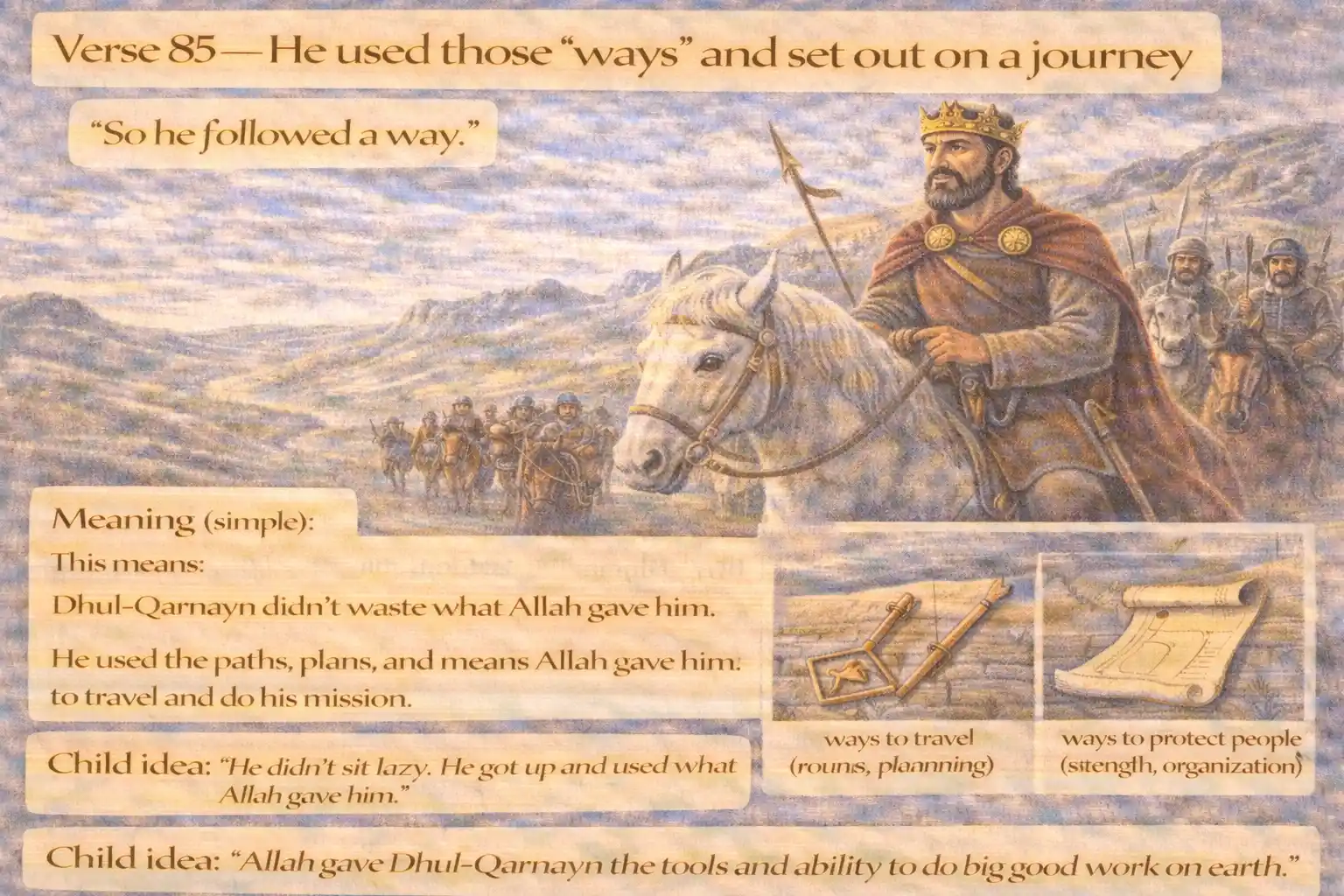 Verse 18:85 illustration