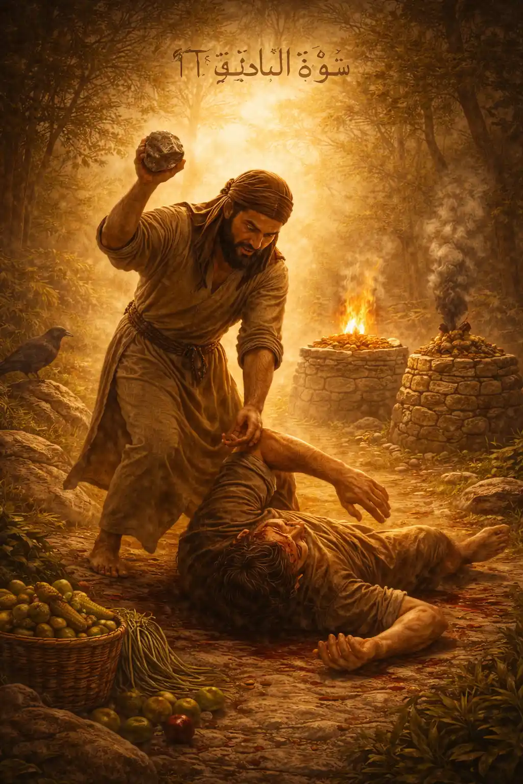 Illustration for 5:30 — The brother strikes the other down (story of Adam’s two sons).